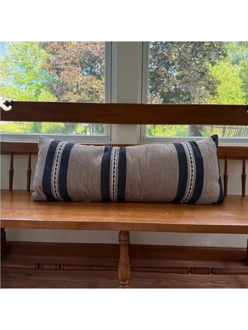 Oversized Lumbar Woven Stripe Pillow Neutral/Black - Threshold